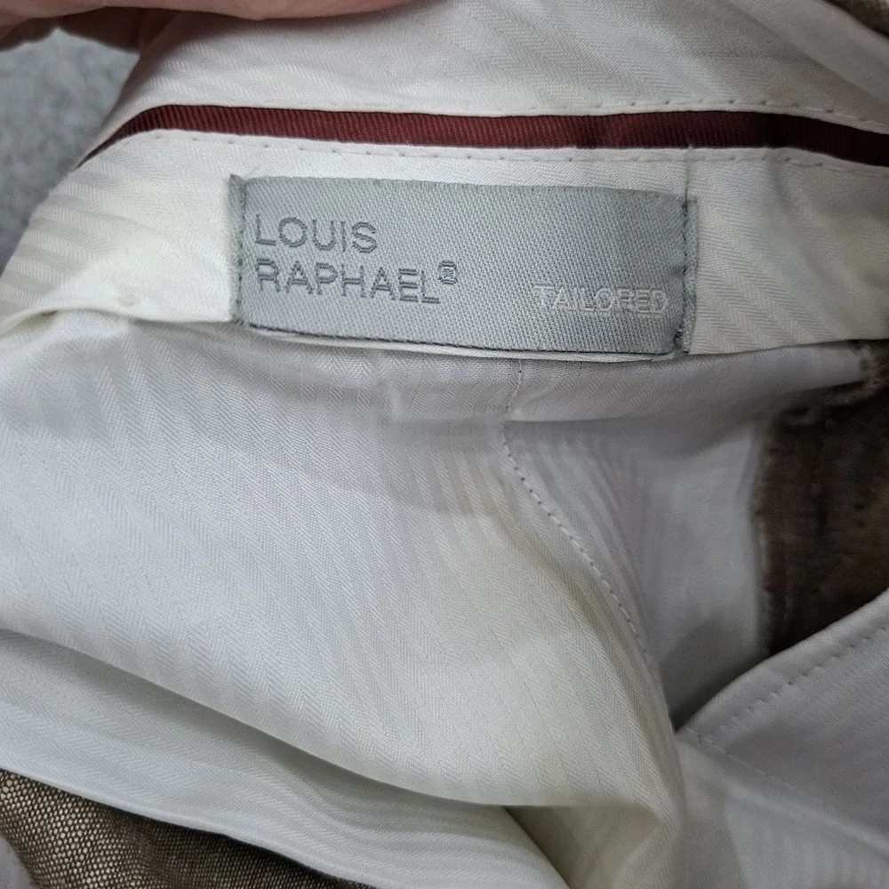 Louis Raphael Tailored‎ Pants 35x30 Woven Linen Blend Pleated Cuffed Breathable
